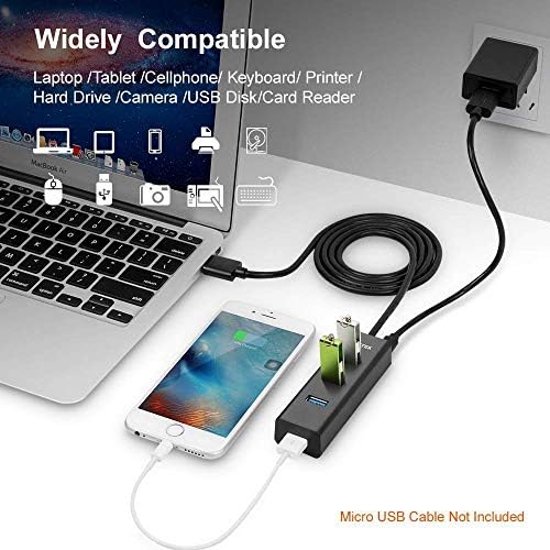 [Bundle] Cabo USB 3.0 de 4 porta 48 polegadas com porta de carregamento Micro USB e estação de carregamento QC3.0 para vários dispositivos
