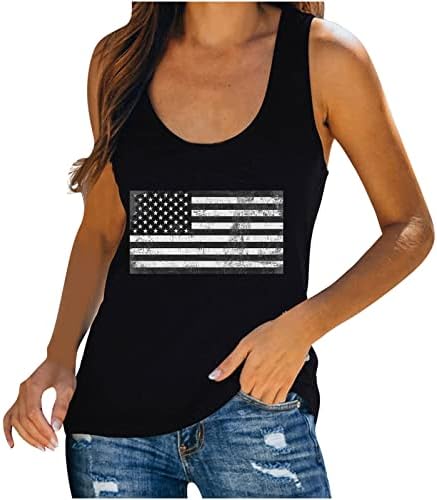 Tampa patriótica Panoegsn Patriótica para mulheres, camisetas soltas casuais femininas camisas de verão sem mangas 4