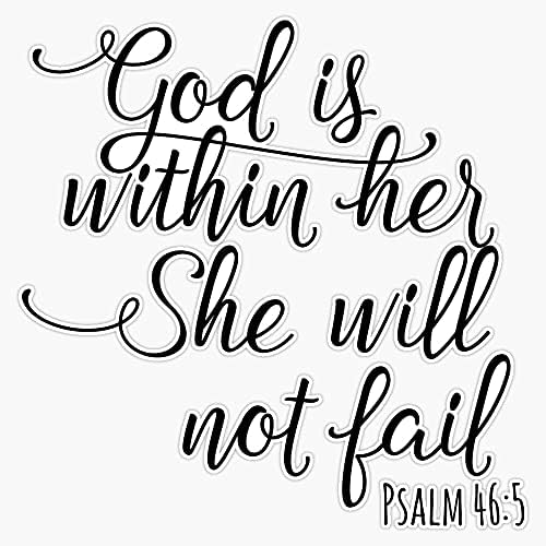 Deus está com ela, ela não falhará. Cristão, versículo da Bíblia para mulheres, Mulher Cristã Adesivo de Vinil Perteguidor