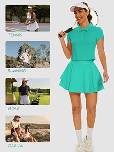 Saia de tênis de 2 peças Rigolla para mulheres vestido de tênis plissado de manga curta camisas de golfe roupas de golfe