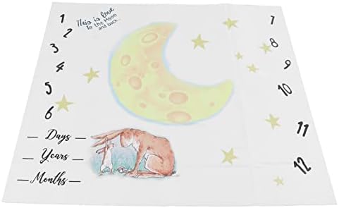 Coberto de bebê - Baby Milestone Blanket Moon Bunny Padrão de estilo fofo Diy Fazendo material de pano