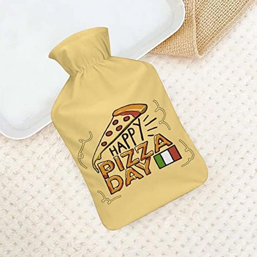 Feliz dia da pizza bolsa de água quente com cobertura de garrafas de injeção de borracha quentes para a cama cólicas menstruais
