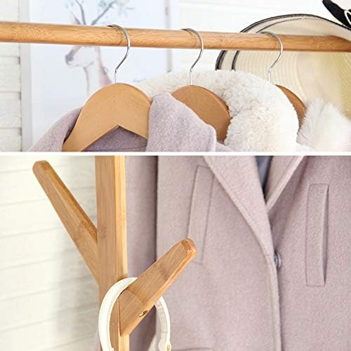 Rack de roupas de bambu topil, barraca de casaco multiuso com prateleira superior e prateleiras de armazenamento de 2 camadas, roupas