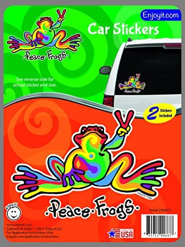 Aproveite os sapos de paz Multi -Color & Road Tripping Car Stickers Pacote - 4 peças, 2 designs exclusivos