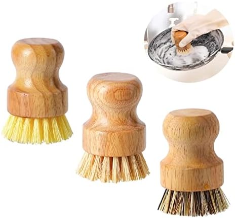 Zukeehm esponja de bambu escova de lavagem de bambu Escovas de cozinha limpador de madeira para lavar panfol