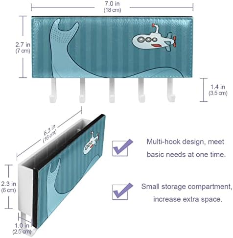 Ganchos de parede Guerotkr, ganchos pegajosos, ganchos adesivos para pendurar, padrão de peixe de baleia azul