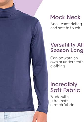 Stretch é conforto masculino oh, tão macio de luxo mock recuneck shirt de manga comprida camisa