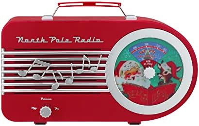 Sr. Christmas Vintage North Pólo Rádio Holida de Férias Jukebox Christmas Decoration Music Box, 10,5 polegadas, vermelho