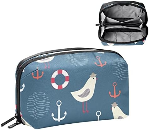 Saco de higiene pessoal Kit DOPP pendurado para homens resistentes a água para viajar, ondas de âncora de pombo de desenho animado náutico