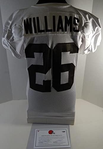 2019 Cleveland Browns Greedy Williams 26 Game usou White Practice Jersey 44 398 - Jerseys de jogo NFL não assinado usados