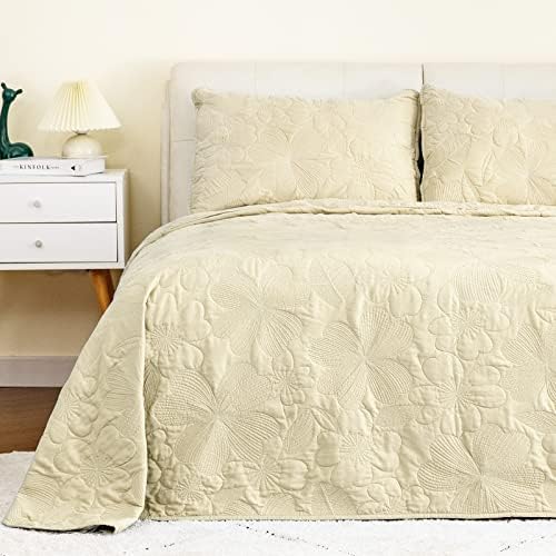 3 Peças Reversível Summer Quilt Conjunto de camas de colcha de verão Tamanho King, conjunto de maiúsculas de cama de cama leve Conjunto