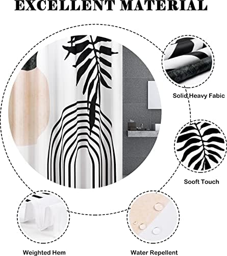 Alishomtll preto e branco Boho Banheiro chuveiro conjuntos de cortinas com tapete não deslizante, tampa da tampa do banheiro