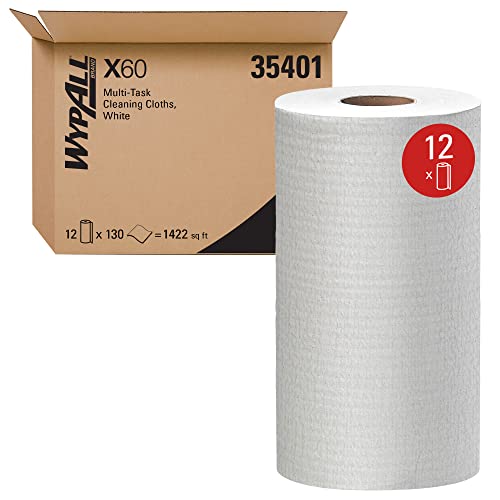 Wypall General Clean X60 Multi-Task Cleaning Panos, Roll Small, White, 130 Folhas / Roll, 12 Rolls / Case, 1.560 lenços / estojo