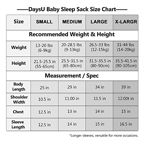 Dayu Micro Fleece Baby Sleep Sack com mangas compridas, saco de dormir de bebê quente com zíper de duas vias, saco