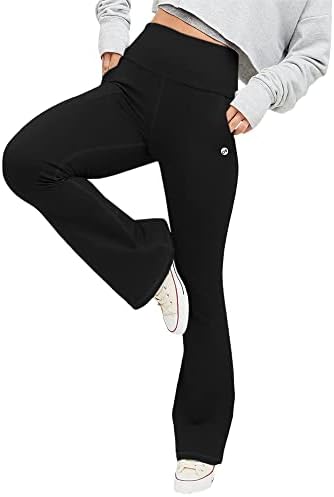 Gyiefcg feminino flee leggings super altos bolso dobrável bolso de ioga de comprimento completo calças de exercícios