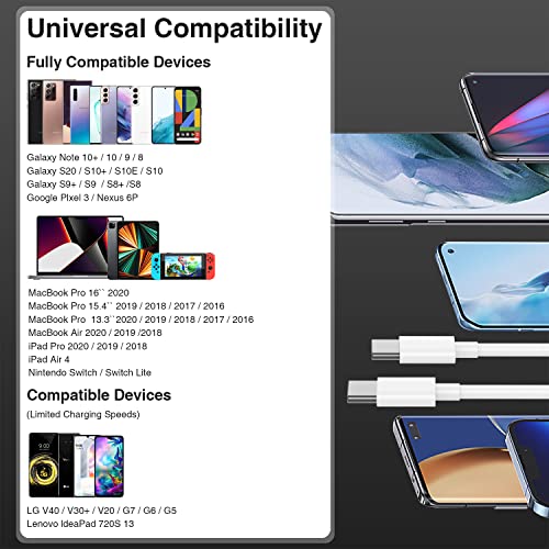 Apple USB C a USB C para MacBook Ipad Air Carreger USBC para USBC Cable 6ft 60W 2 pacote, carregador de iPad Cabo USB C para
