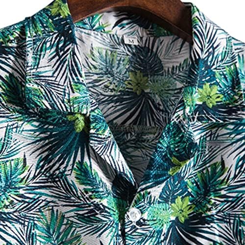 Camisas de verão masculinas do UBST Novo Boho Graphic Sleeve Button Down Down Business Business Casual Tops Slim Fit Hawaiian Shirt