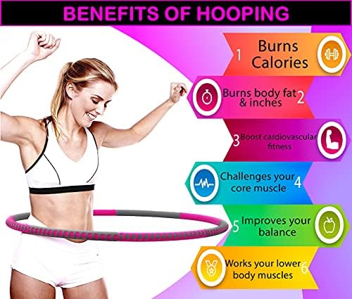 Delzure Professional Wula Hoop | 8 Seção Ajustável Ajustável 2lb Fitness Hoops | Pequeno exercício sexy do abdômen para