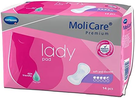 Molicare Premium Lady Pads Feminino incontinente Pad 6-1/2 x 16 polegadas 168654, Lady 4,5 Drop, 14 CT