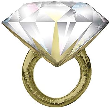 Sparkling Diamond Ring 'Big Rock' Jumbo 37 Festa de noivado de folha Balão de chuveiro