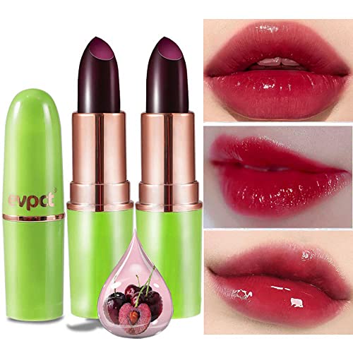 EVPCT 2PCS Aloe vera Lips Alteração de batom Bolsa labial colorida Conjunto de lipstick verde Magic ph Alteramento de cor