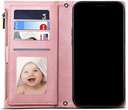 Caixa de carteira de giro de telefone Compatível com Samsung Galaxy A42 5G/M42 5G, estojo com zíper com slot de suporte para cartão