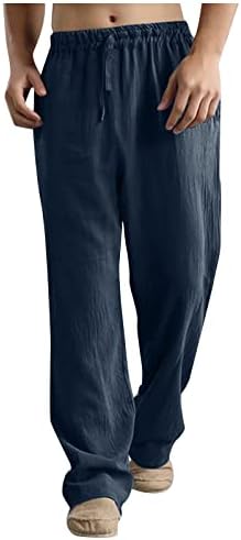 Moda de moda masculina Casual Solid Color Breathable Linho de linho solto calças esportivas soltas