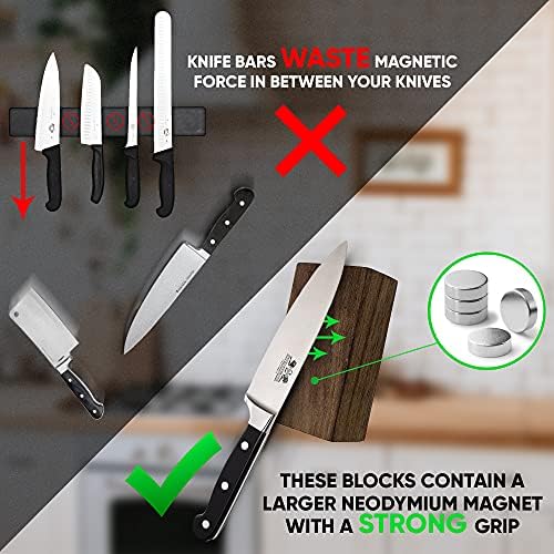 Suporte de faca magnética para parede - ímãs de neodímio fortes e tira adesiva 3M 2 x 1,2 de madeira de bloqueio