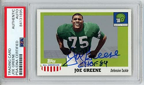 Joe Greene autografou 2005 Topps All American Trading Card PSA Slab 32587 - Cartões de futebol autografados da NFL