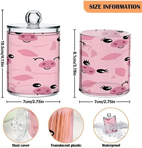 Porcos fofos Pink Swab Swab Porta de banheiro Jarra com tampas conjuntos de algodão Round Bolder Round Solder para algodão Swab Ball