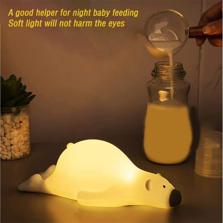 Wtorsld Little Bear Night Light, fofo Night Light, LED Silicone Night Light, Luz noturna de Cuidado de Cuidados de Jardim de Infância