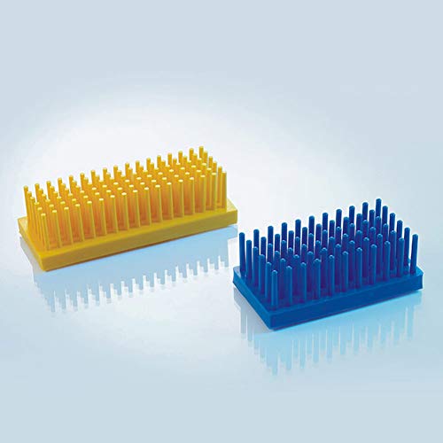 6x17 Coloque o rack de tubo de teste de plástico para pilar para tubos de 16 mm, suporte de teste de teste amarelo e plástico