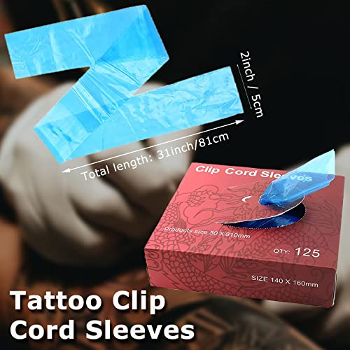 Mangas de cordão de clipe de tatuagem com sacos de máquina - DiBag 125pcs tatuagens de tatuagem Capas de cabo de tatuagem