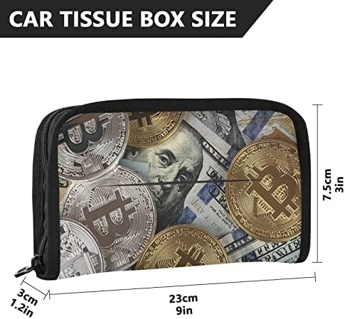 Titular do tecido do carro Cem dólares-bitcoin-Coin-Money-Money Dispenser Holder Backseat Tissue Case