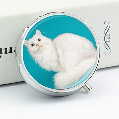 Pocket Pill Caso White Cat Travel Pill Suport Storage for Medicine Suplemento Óleos de Vitamina Fish 5cm
