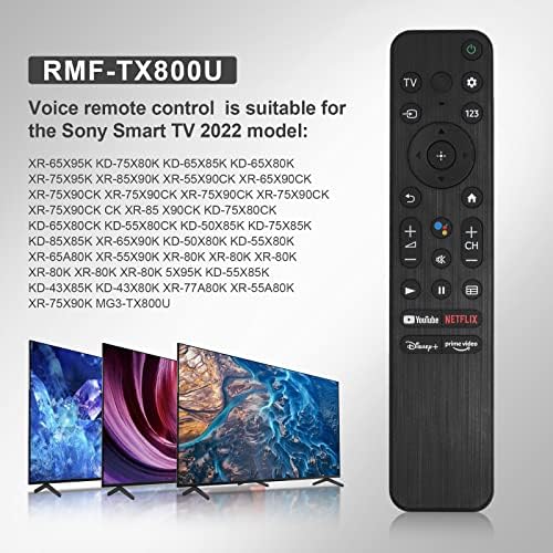 Novo controle remoto de voz RMF-TX800U Substituição de voz, compatível para Sony TV 4K 8K Ultra HD LED Smart Google