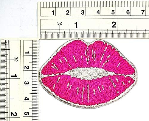UMama Patch Conjunto de 2 lábios Apliques de batom de lábios Lips Lips Pink Lady's Kiss Hot sexy Ferro bordado em