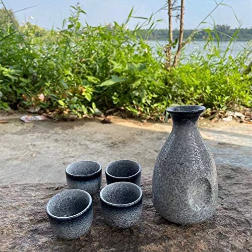 Conjunto de saquê de LHH, xícaras de saquê de cerâmica 6 peças, incluindo 1pcs sake pote 4pcs copos de saquê 1pcs para família