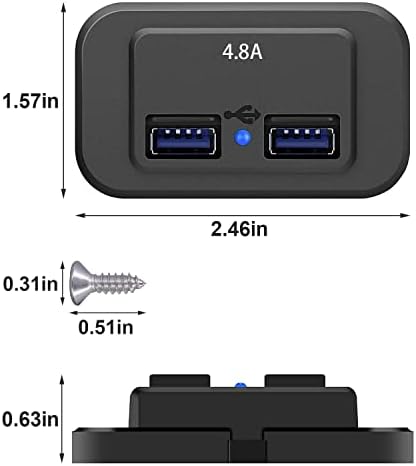 Leepiya Dual USB Carregador de carregador de energia Powerlet com tampa, porta dupla porta 12V-24V Carregador de carro rápido