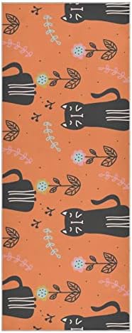 Aunstern Yoga Blanket Orange-Black-Fats-Floral Toalha de ioga Toalha de tapete de ioga