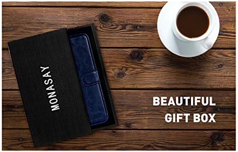 Monasay Wallet Case for Galaxy S10, [Protetor de tela incluído] [Bloqueio RFID] Flip Folio Leather Cell Tele