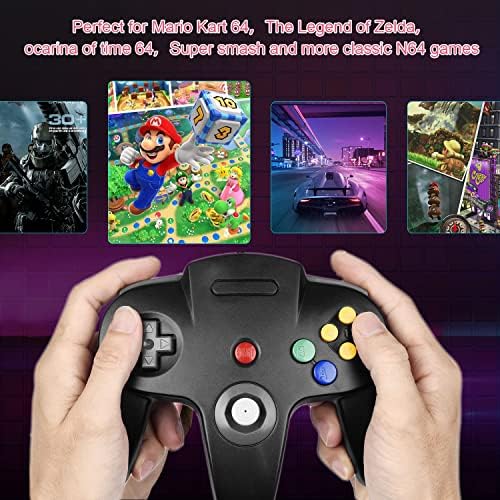 2 Pacote N64 Controlador, Classic N64 Gaming Joystick Substitut Controller para N64 System Video Games Console Red & Black