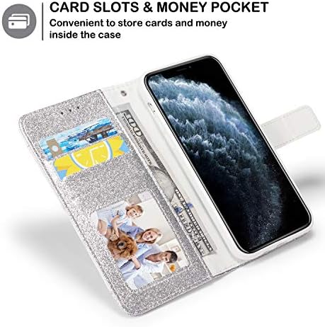 Caixa da carteira ZCDAYE para iPhone 13 Pro Max, Couro PU GLITTER PREMIUM [Fechamento magnético] [Padrão de cerâmica]