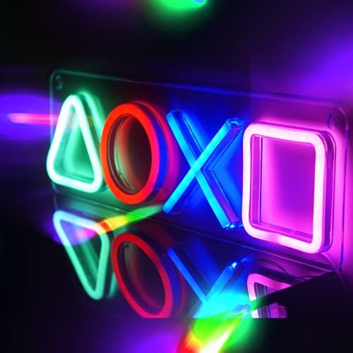 Néon Sign PlayStation Light for Bedroom Decoração de parede USB Powened com Switch Acessórios para jogos de ícones personalizados