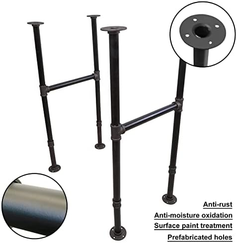 38 polegadas de mesa de tubo industrial Conjunto de ferro em forma de Ferro de ferro H Legscoffee e mesas finais, mesas, mesa