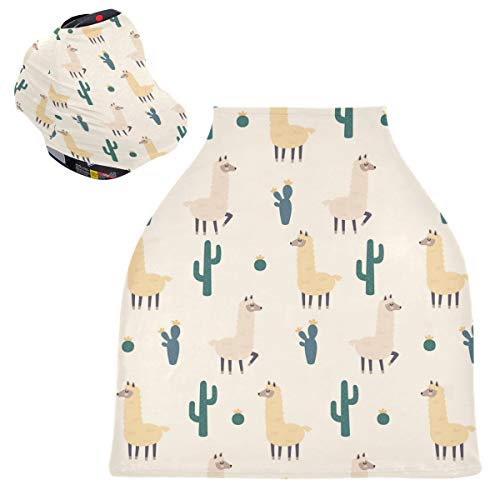 Alpaca Florest Cactus Capas de assento de carro para bebês - capa de cadeira alta lenço de enfermagem elástica, dossel de carro de