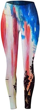 Snksdgm feminino calças confortáveis ​​Dia da independência para as calças de leggings de 4 de julho femininas para a corrida de ioga