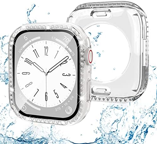 Caixa à prova d'água Bling compatível para Apple Watch Série 40mm 6/5/4/SE/SE2 Protetor de tela, Frente e Back Women