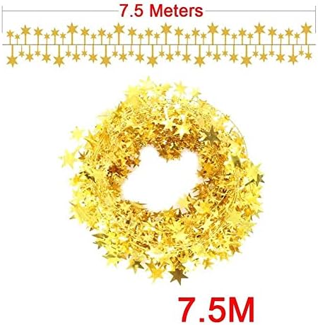 CHDHALTD 7,5m Estrela suspensa da árvore de Natal, Pine Tinsel Stars Rattan Garland para Ornamento de Decoração de Natal