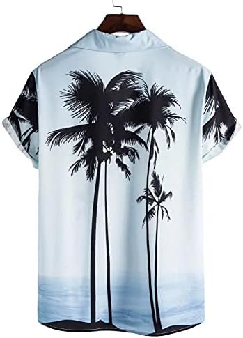 Camisas havaianas ubst para homens impressão tropical de árvores de verão Button de manga curta para baixo Aloha Tops Fit